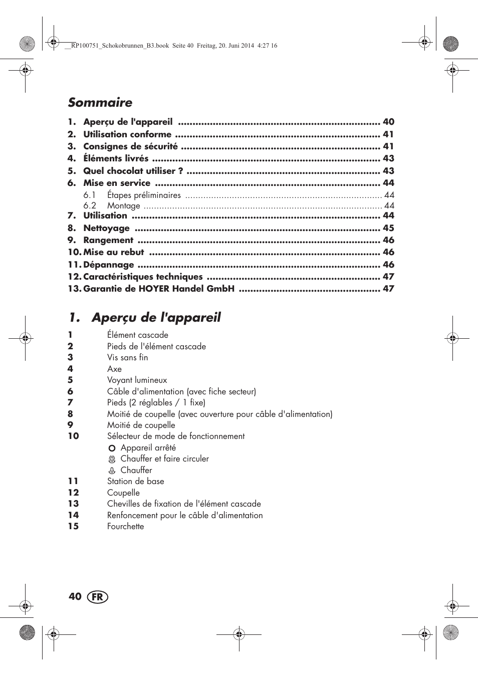 Sommaire, Aperçu de l'appareil | Silvercrest SSB 90 A1 User Manual | Page 42 / 74