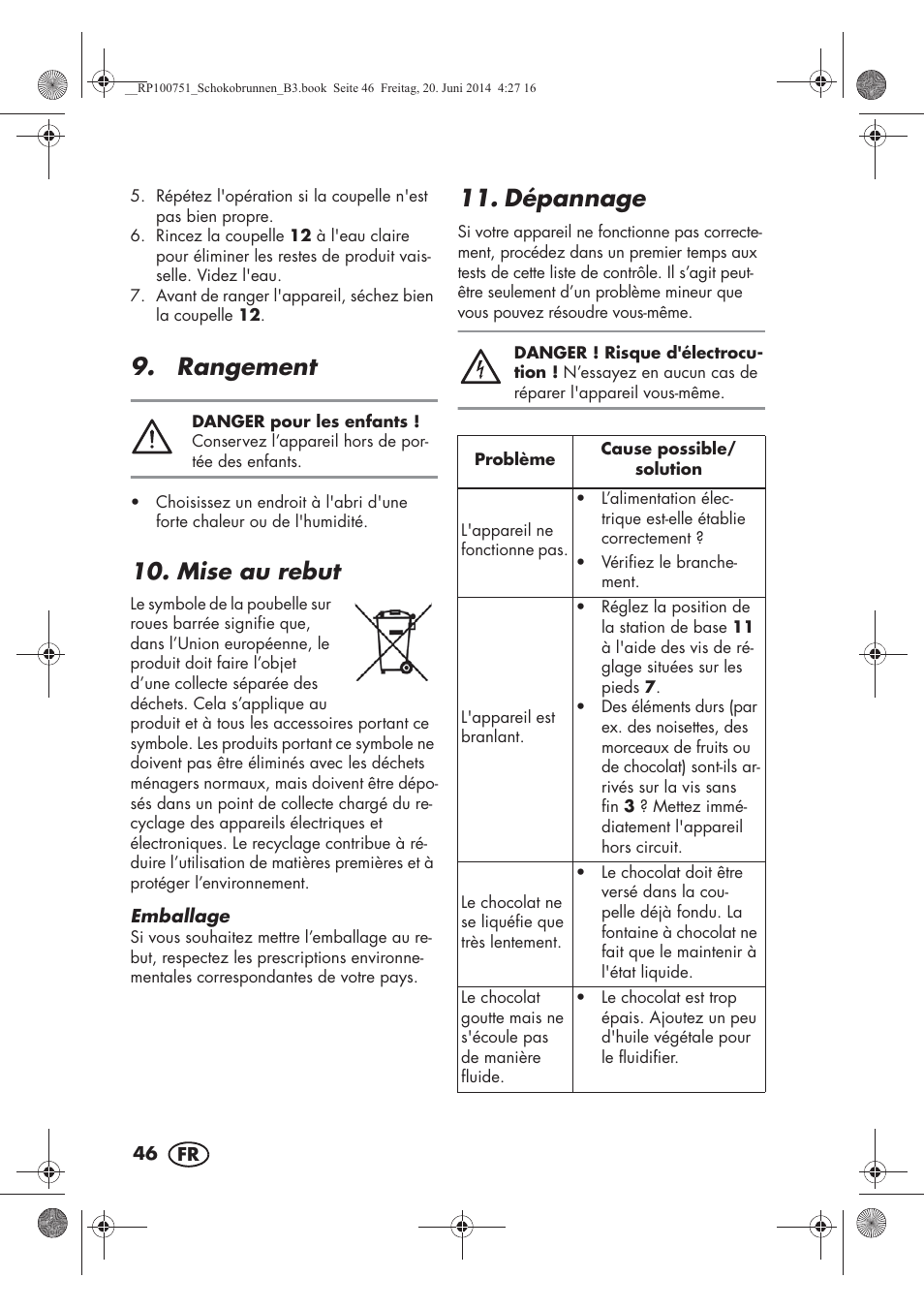 Rangement, Dépannage, Mise au rebut | Silvercrest SSB 90 A1 User Manual | Page 48 / 74