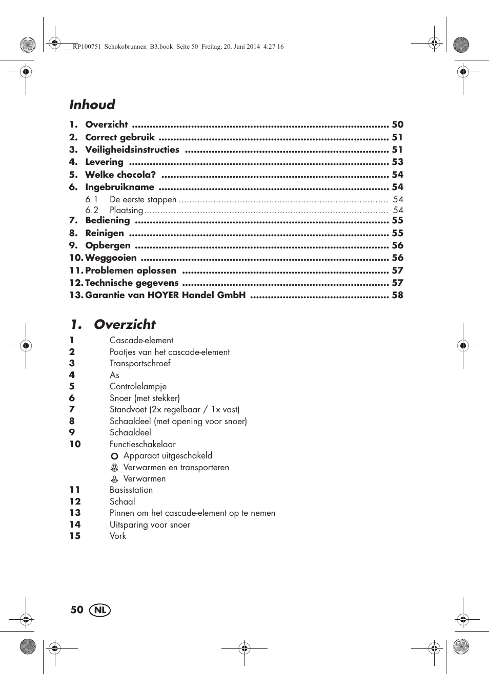 Inhoud, Overzicht | Silvercrest SSB 90 A1 User Manual | Page 52 / 74