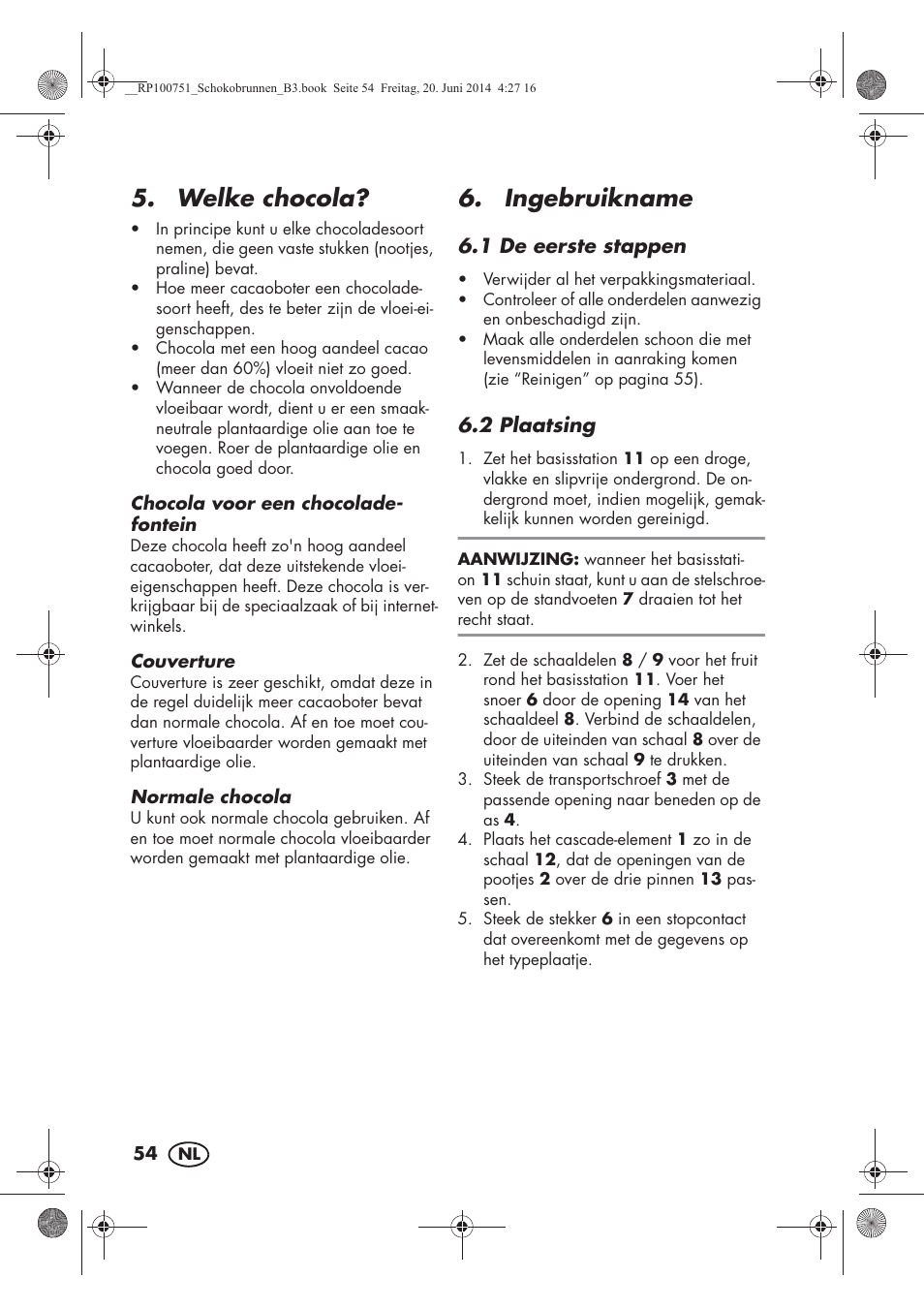 Welke chocola, Ingebruikname | Silvercrest SSB 90 A1 User Manual | Page 56 / 74