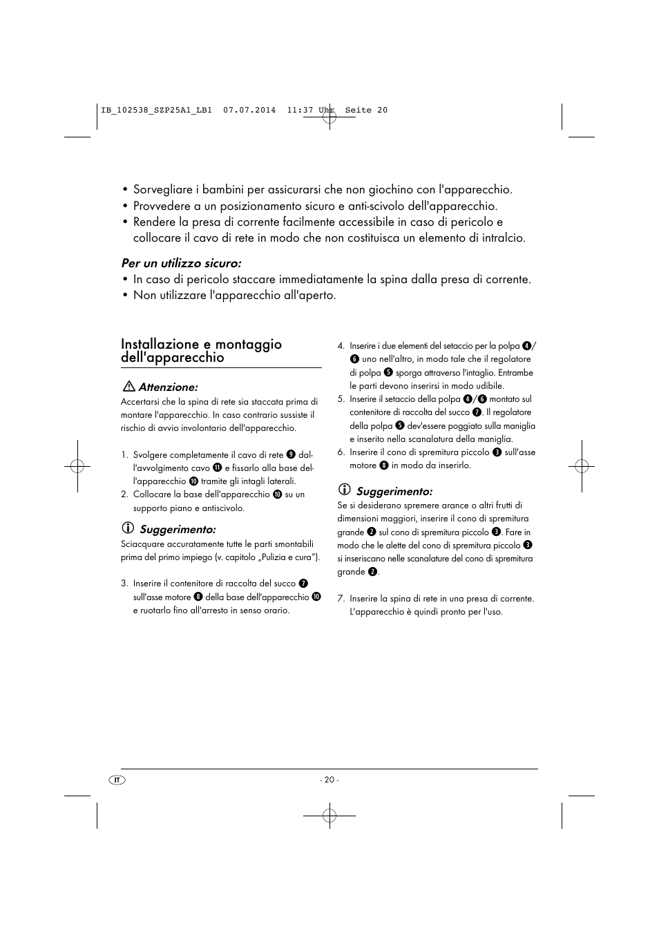 Installazione e montaggio dell'apparecchio | Silvercrest SZP 25 A1 User Manual | Page 23 / 35