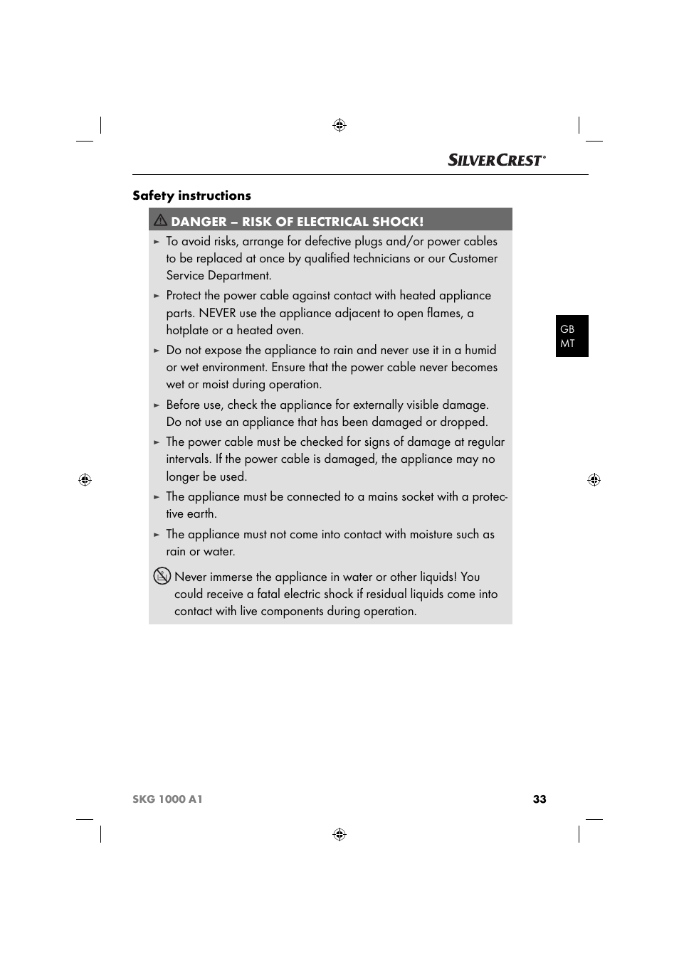 Silvercrest SKG 1000 A1 User Manual | Page 36 / 53