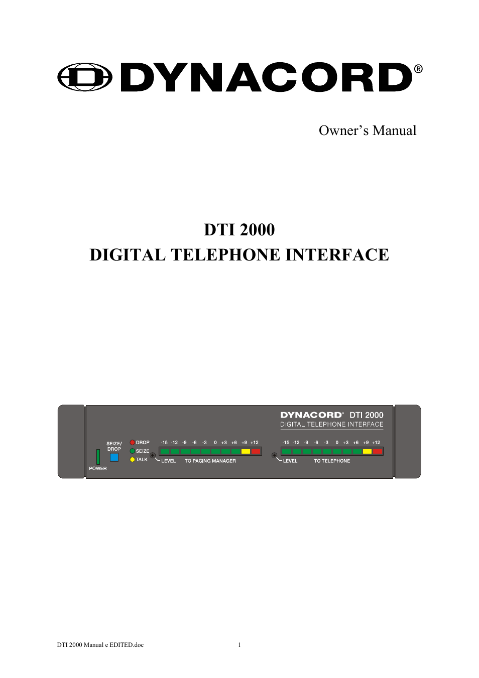 Dynacord DTI 2000 User Manual | 14 pages