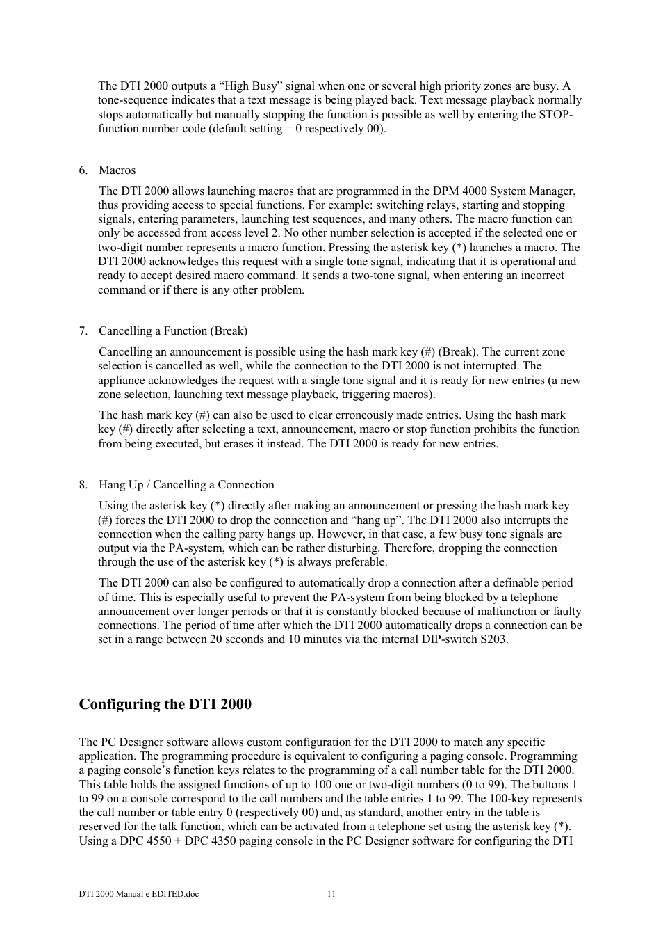 Configuring the dti 2000 | Dynacord DTI 2000 User Manual | Page 11 / 14