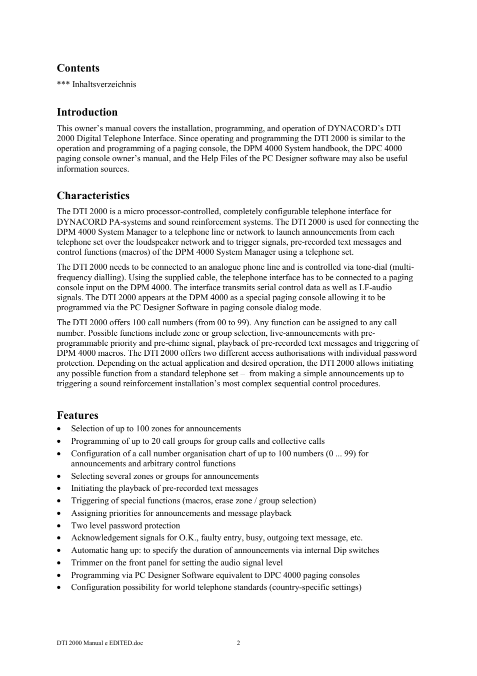 Dynacord DTI 2000 User Manual | Page 2 / 14