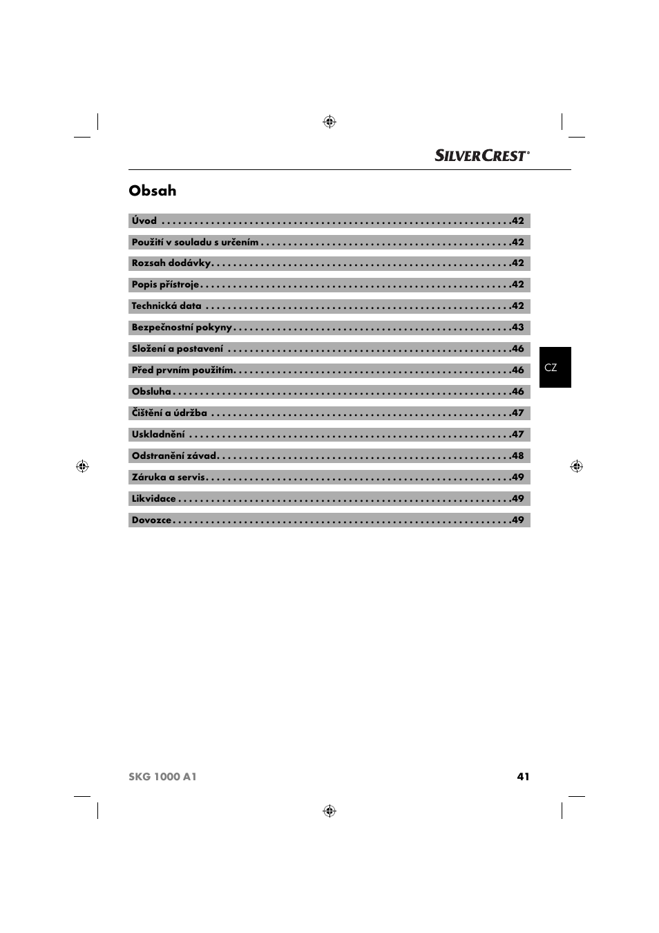 Silvercrest SKG 1000 A1 User Manual | Page 44 / 73