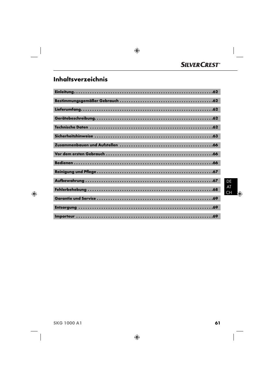 Silvercrest SKG 1000 A1 User Manual | Page 64 / 73