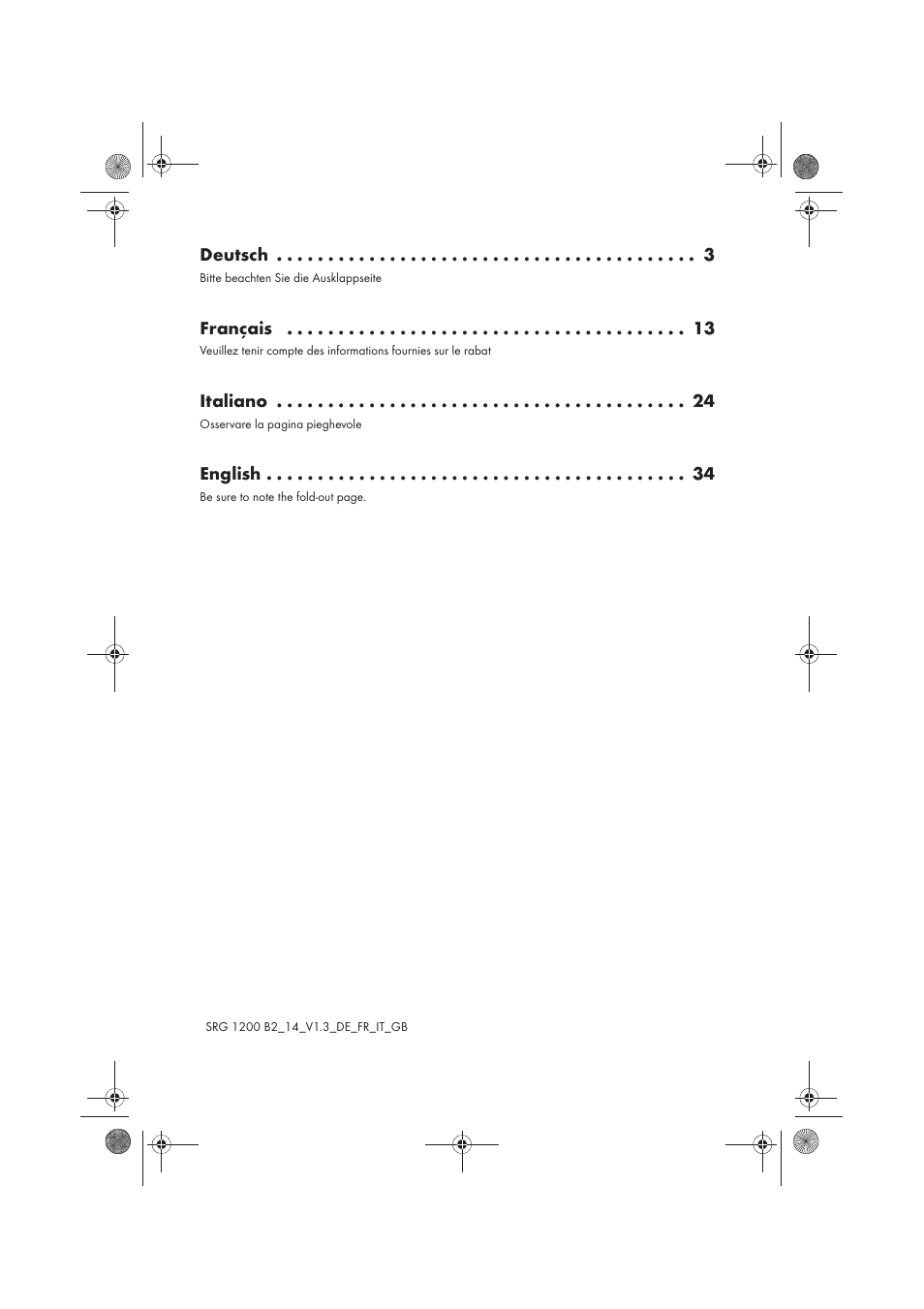 Deutsch, Français, Italiano | English | Silvercrest SRG 1200 B2 User Manual | Page 2 / 46