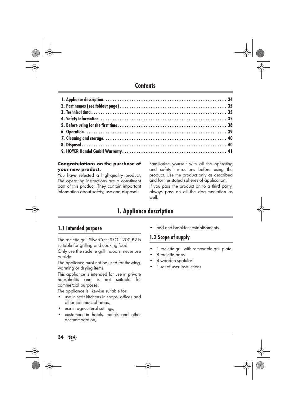 Silvercrest SRG 1200 B2 User Manual | Page 36 / 46