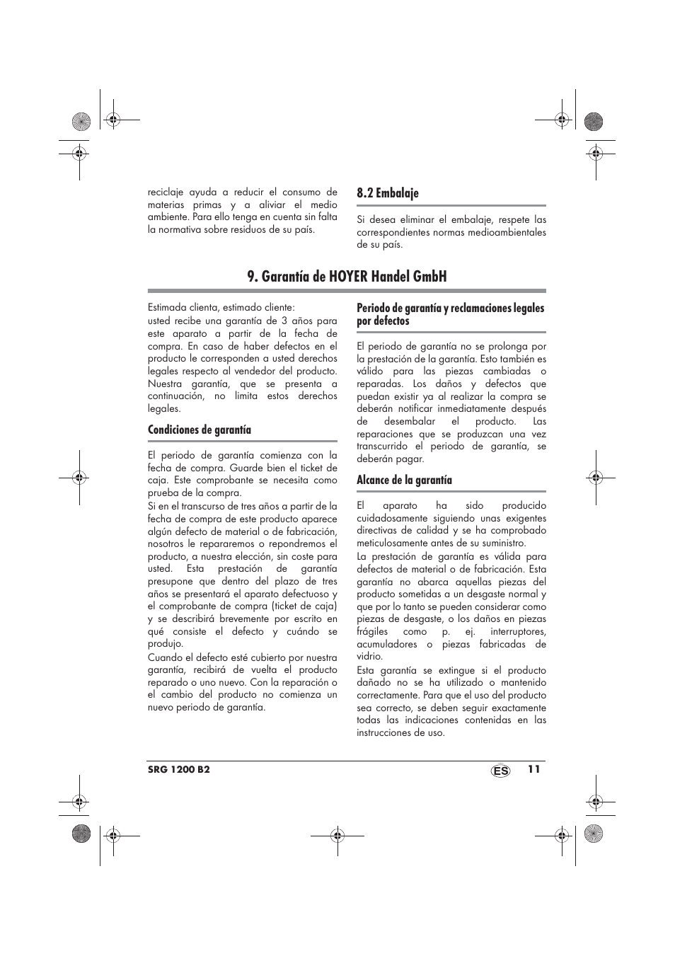 Garantía de hoyer handel gmbh | Silvercrest SRG 1200 B2 User Manual | Page 13 / 54