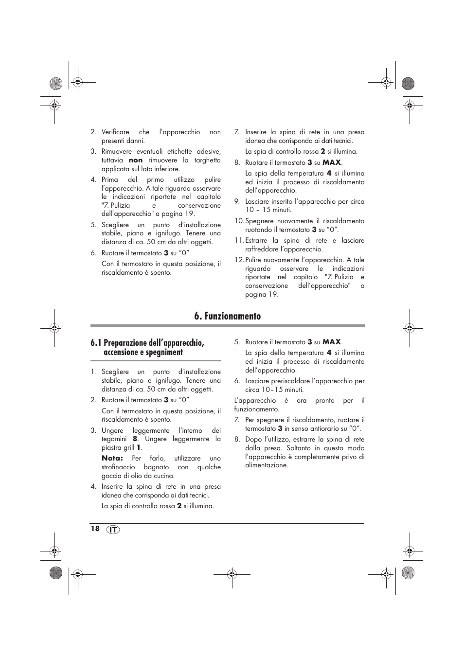 Funzionamento | Silvercrest SRG 1200 B2 User Manual | Page 20 / 54