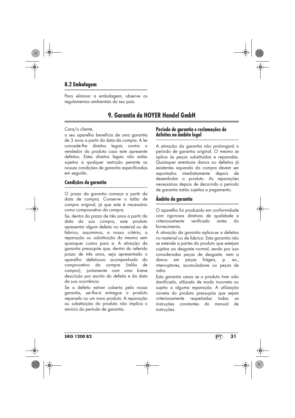 Garantia da hoyer handel gmbh | Silvercrest SRG 1200 B2 User Manual | Page 33 / 54