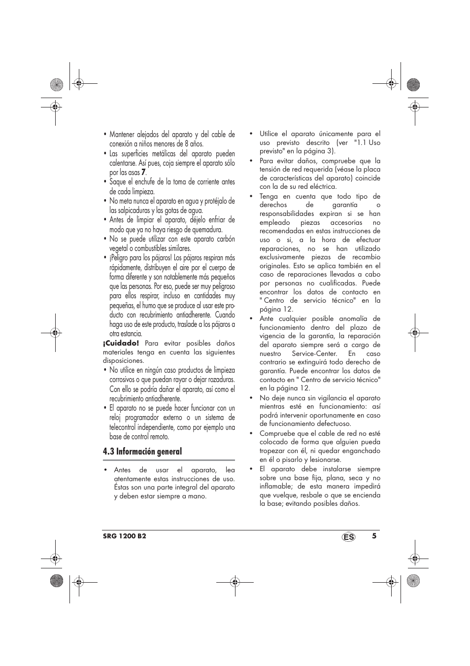 Silvercrest SRG 1200 B2 User Manual | Page 7 / 54