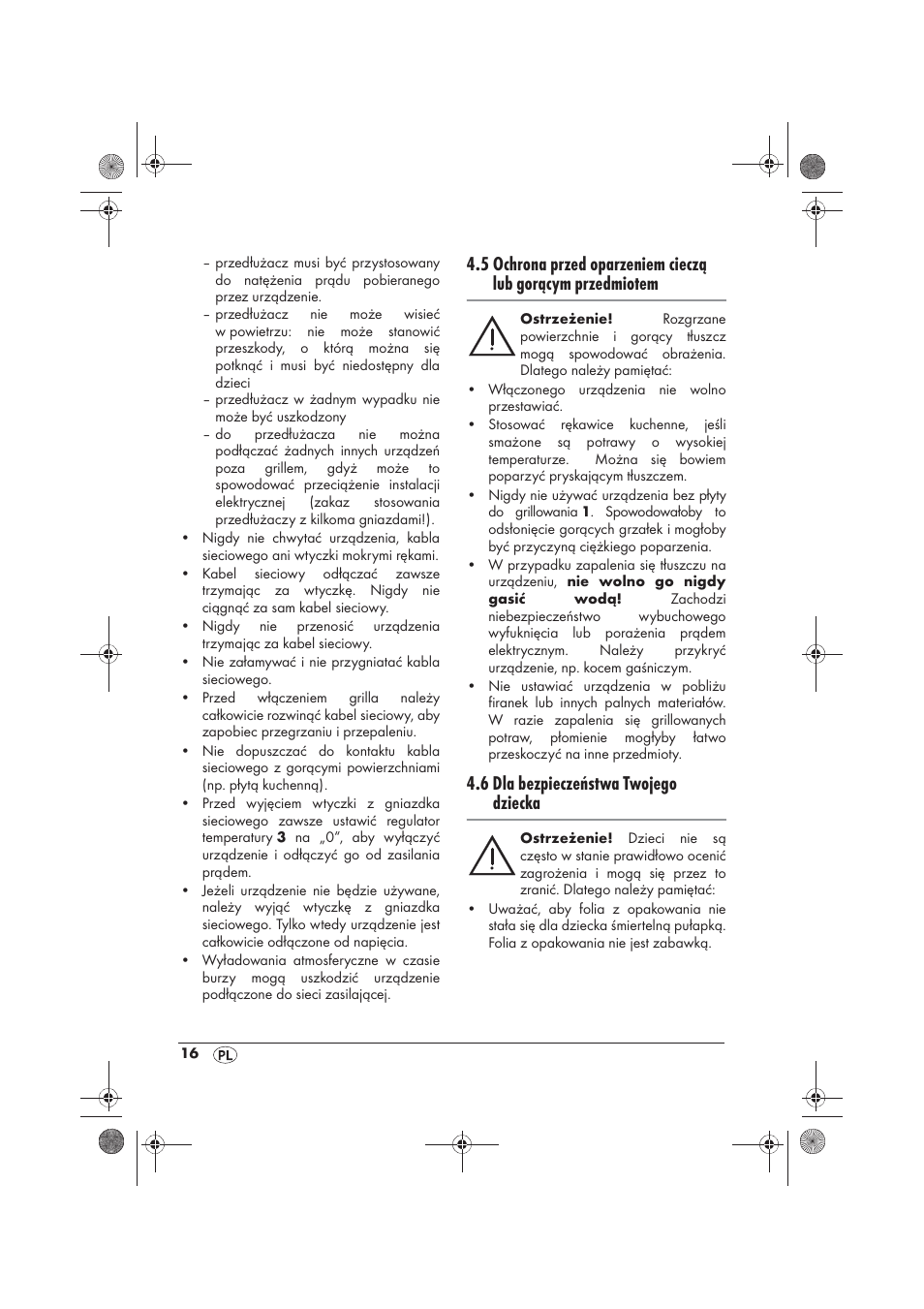 6 dla bezpieczeństwa twojego dziecka | Silvercrest SRG 1200 B2 User Manual | Page 18 / 74