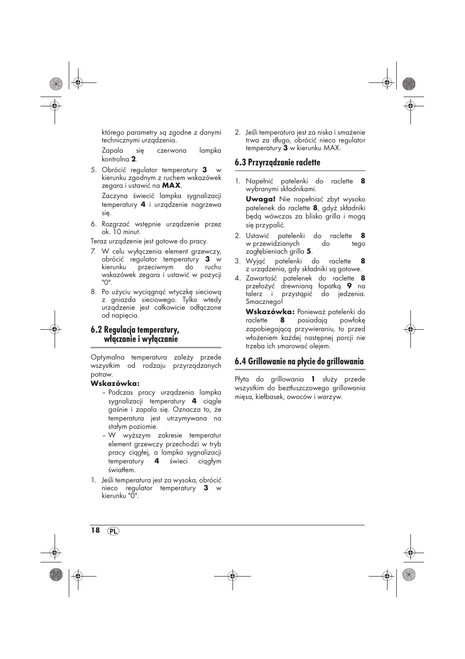 2 regulacja temperatury, włączanie i wyłączanie, 3 przyrządzanie raclette, 4 grillowanie na płycie do grillowania | Silvercrest SRG 1200 B2 User Manual | Page 20 / 74