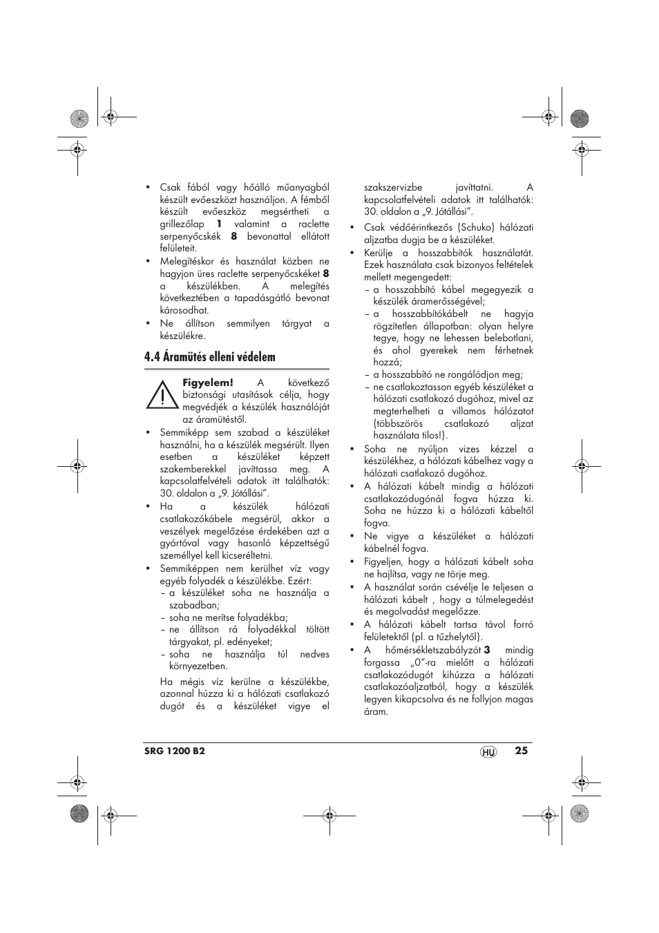 4 áramütés elleni védelem | Silvercrest SRG 1200 B2 User Manual | Page 27 / 74