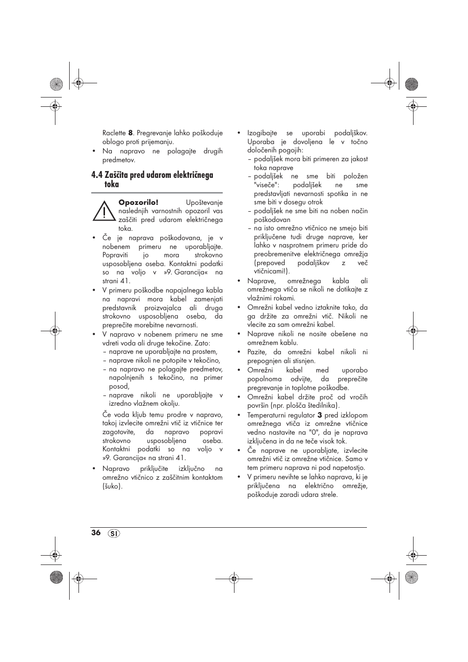 4 zaščita pred udarom električnega toka | Silvercrest SRG 1200 B2 User Manual | Page 38 / 74