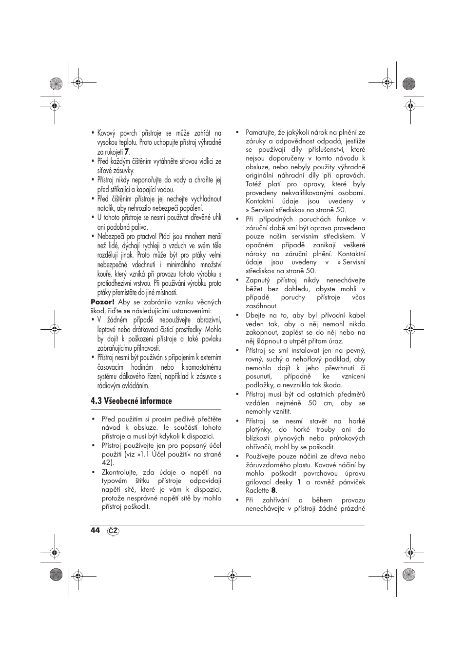 3 všeobecné informace | Silvercrest SRG 1200 B2 User Manual | Page 46 / 74