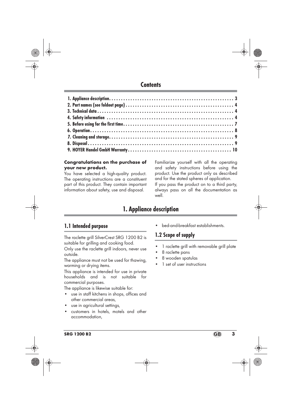 Silvercrest SRG 1200 B2 User Manual | Page 5 / 74