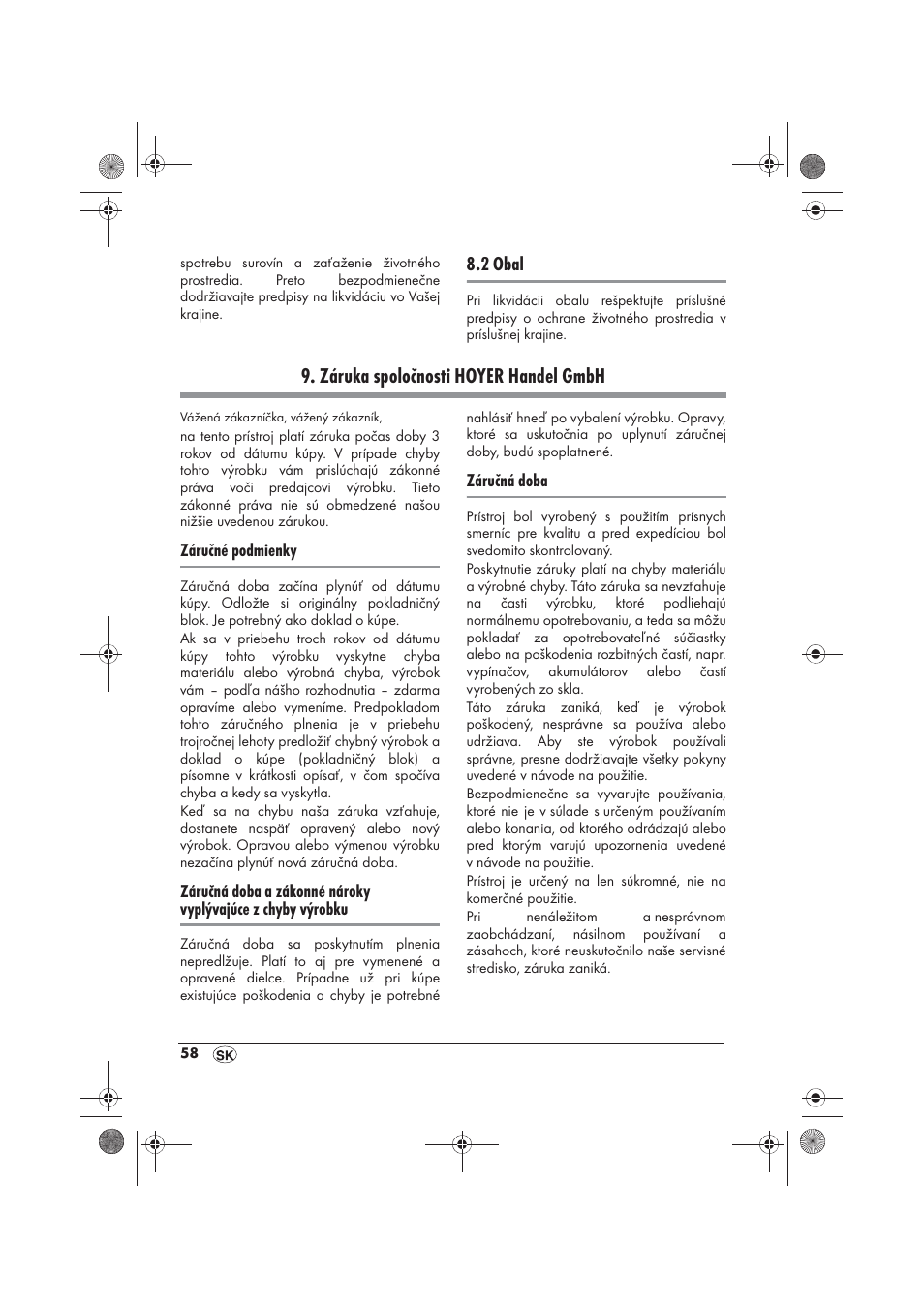 Záruka spoločnosti hoyer handel gmbh, 2 obal | Silvercrest SRG 1200 B2 User Manual | Page 60 / 74