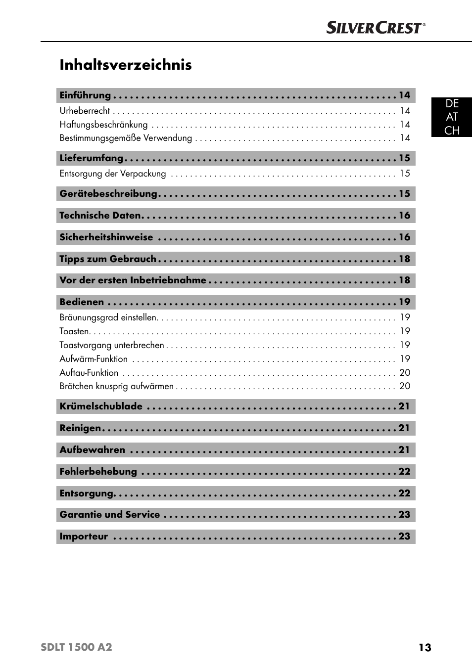 Silvercrest SDLT 1500 A2 User Manual | Page 16 / 39