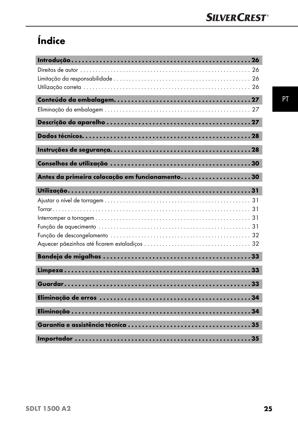 Índice | Silvercrest SDLT 1500 A2 User Manual | Page 28 / 63