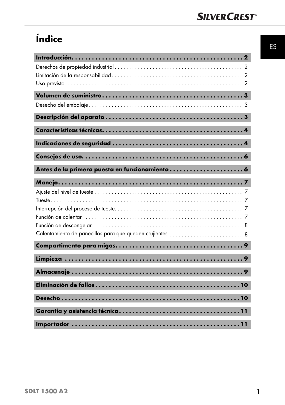 Índice | Silvercrest SDLT 1500 A2 User Manual | Page 4 / 63