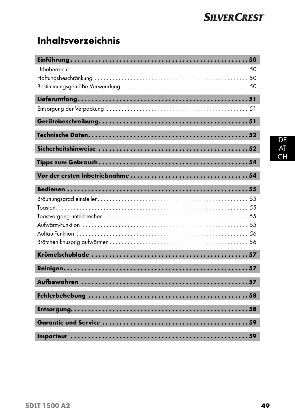 Silvercrest SDLT 1500 A2 User Manual | Page 52 / 63