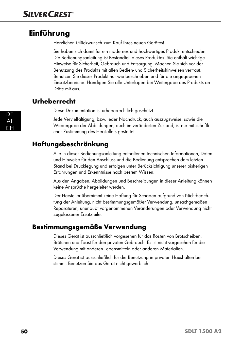 Einführung, Urheberrecht, Haftungsbeschränkung | Bestimmungsgemäße verwendung | Silvercrest SDLT 1500 A2 User Manual | Page 53 / 63