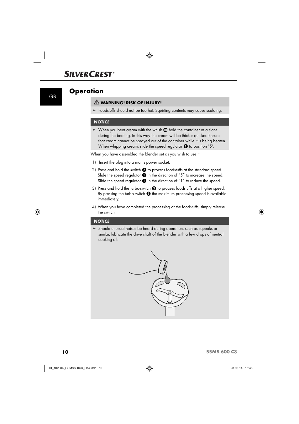 Operation | Silvercrest SSMS 600 C3 User Manual | Page 13 / 130
