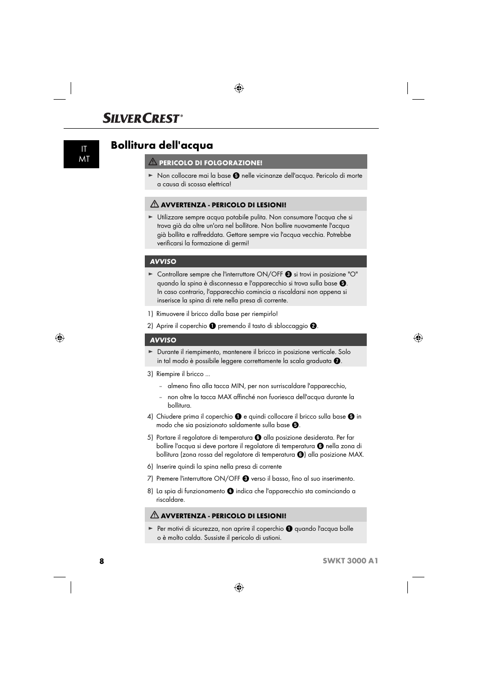 Bollitura dell'acqua, It mt | Silvercrest SWKT 3000 A1 User Manual | Page 11 / 59
