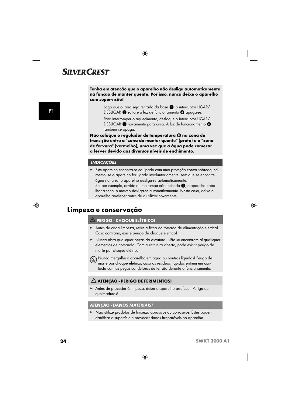 Limpeza e conservação | Silvercrest SWKT 3000 A1 User Manual | Page 27 / 59