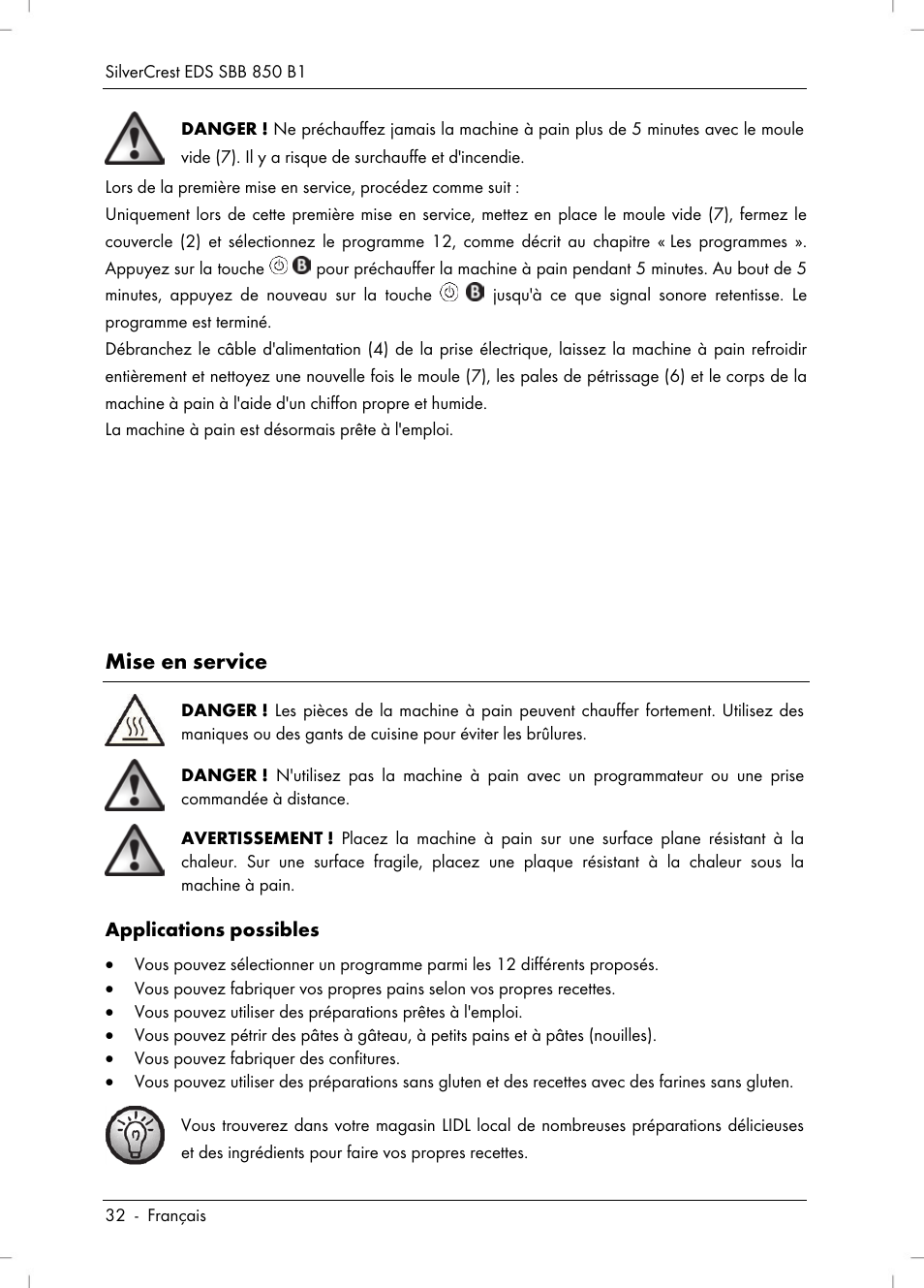 Mise en service | Silvercrest SBB 850 B1 User Manual | Page 34 / 100