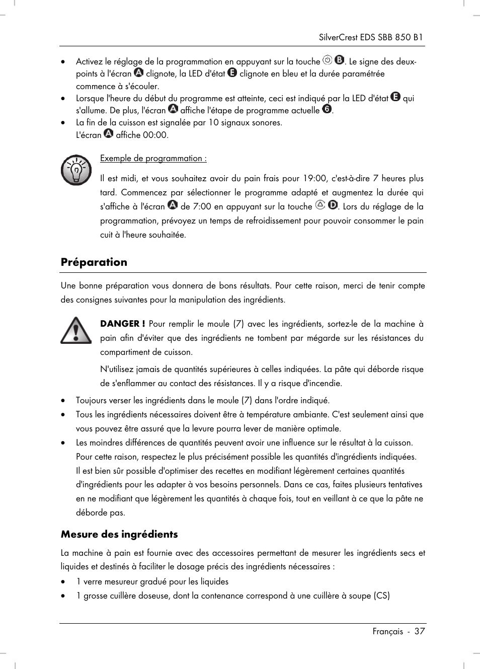 Préparation | Silvercrest SBB 850 B1 User Manual | Page 39 / 100