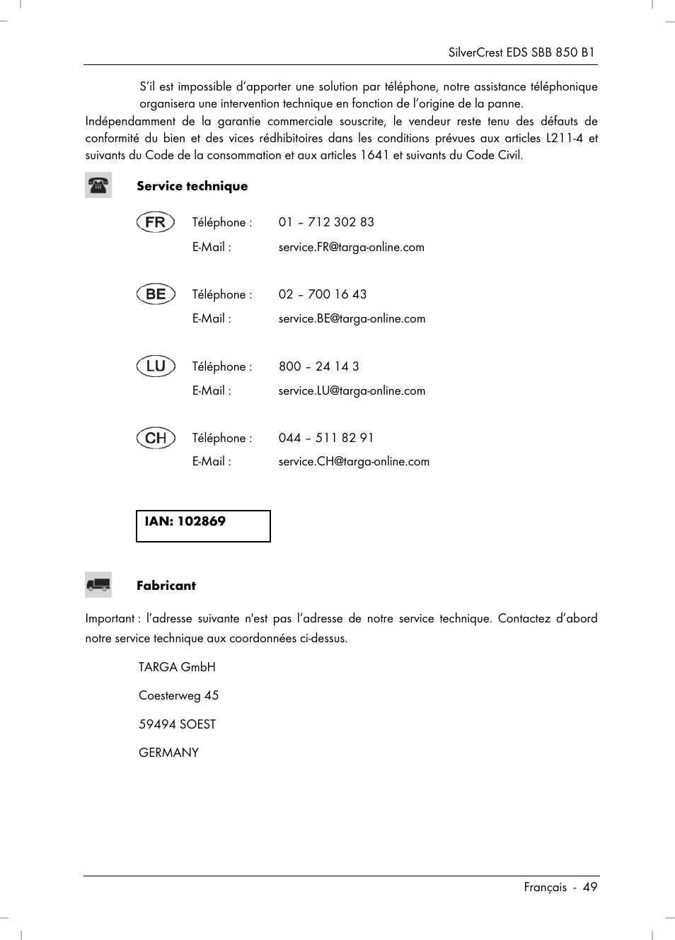 Silvercrest SBB 850 B1 User Manual | Page 51 / 100