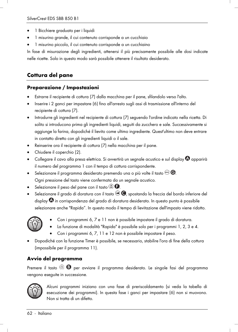 Cottura del pane | Silvercrest SBB 850 B1 User Manual | Page 64 / 100