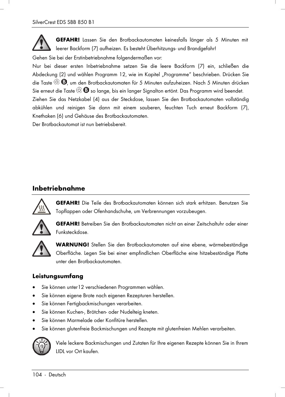 Inbetriebnahme | Silvercrest SBB 850 B1 User Manual | Page 106 / 124
