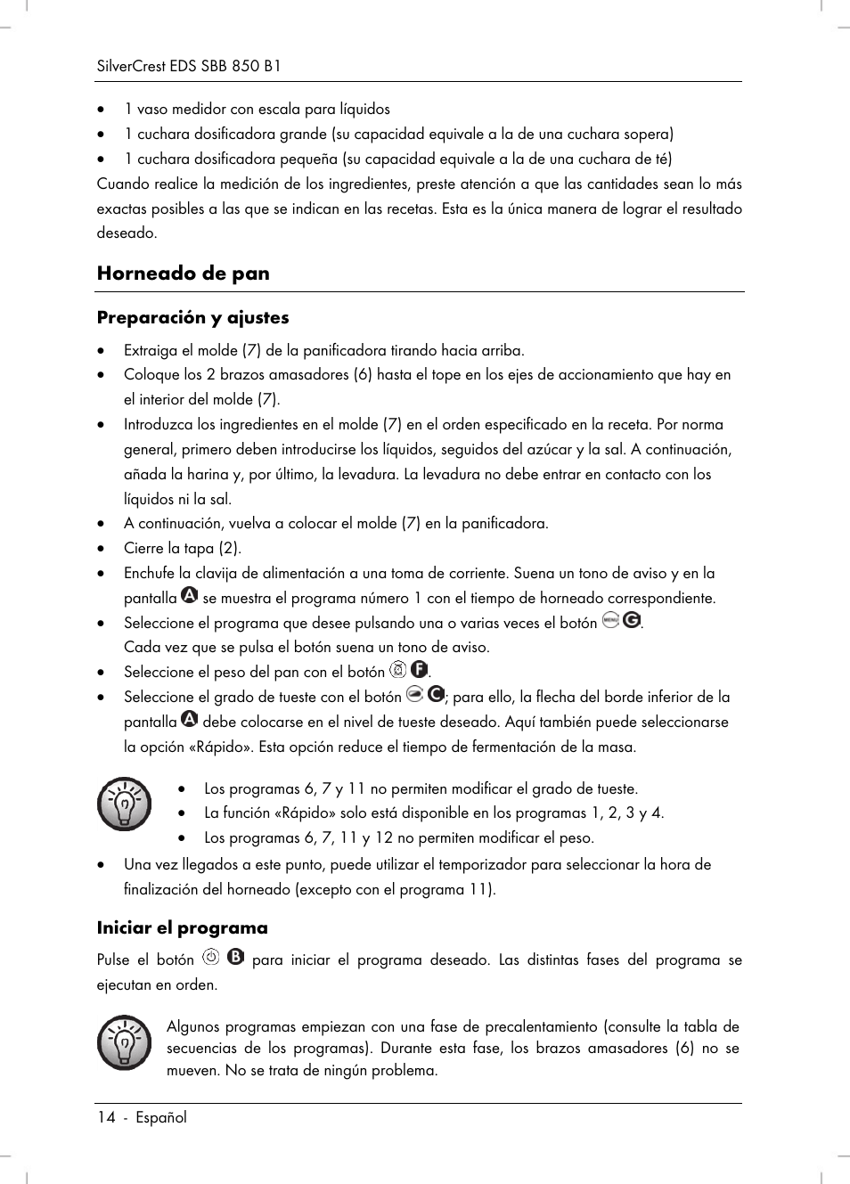Horneado de pan | Silvercrest SBB 850 B1 User Manual | Page 16 / 124