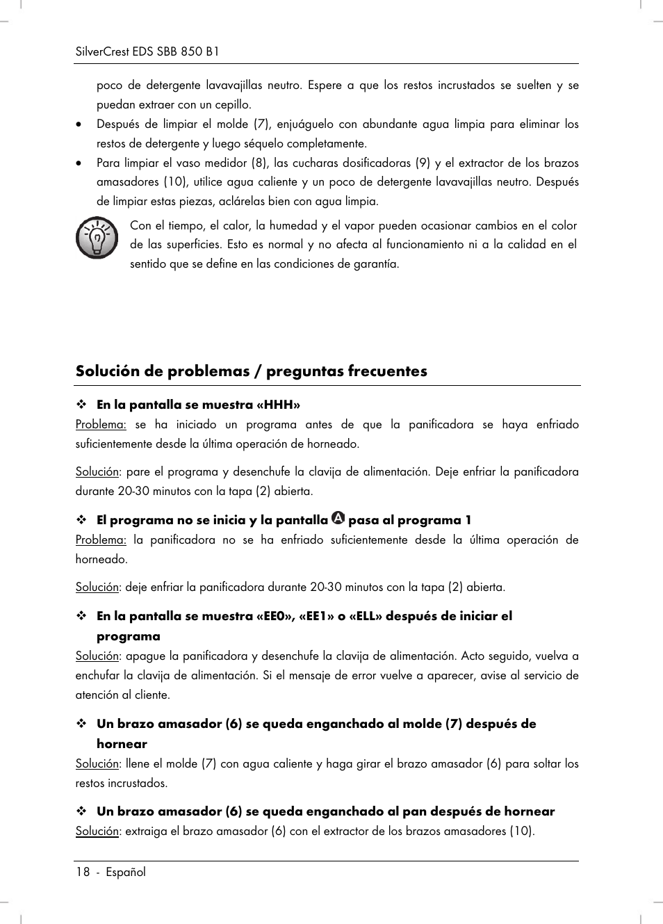 Solución de problemas / preguntas frecuentes | Silvercrest SBB 850 B1 User Manual | Page 20 / 124