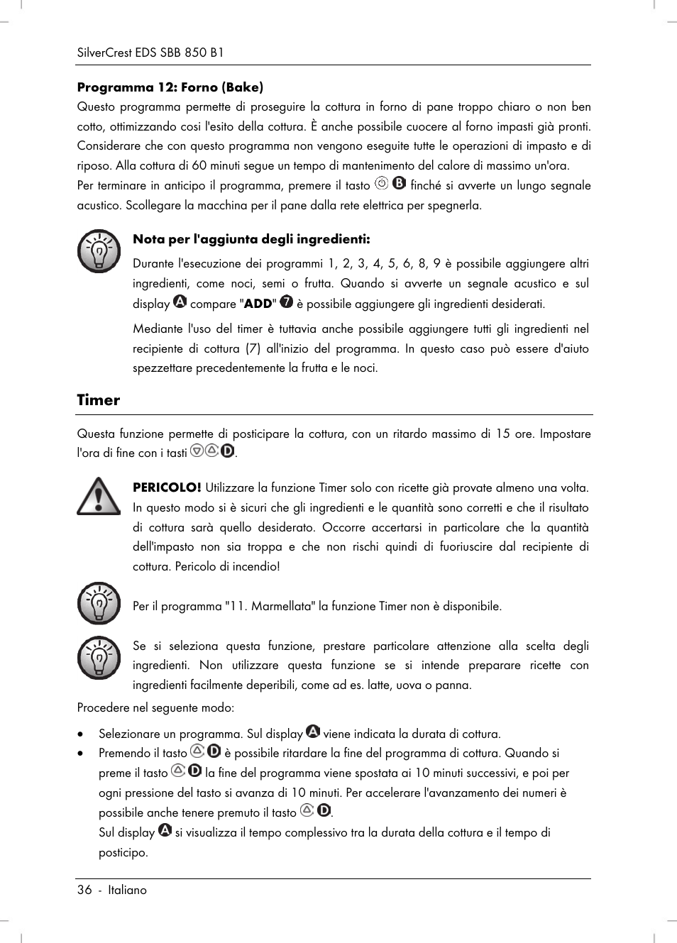 Timer | Silvercrest SBB 850 B1 User Manual | Page 38 / 124