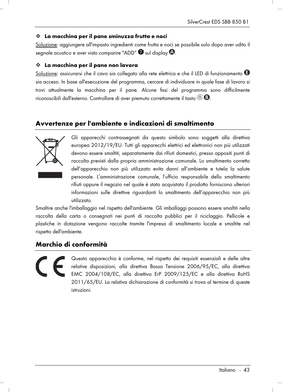 Marchio di conformità | Silvercrest SBB 850 B1 User Manual | Page 45 / 124
