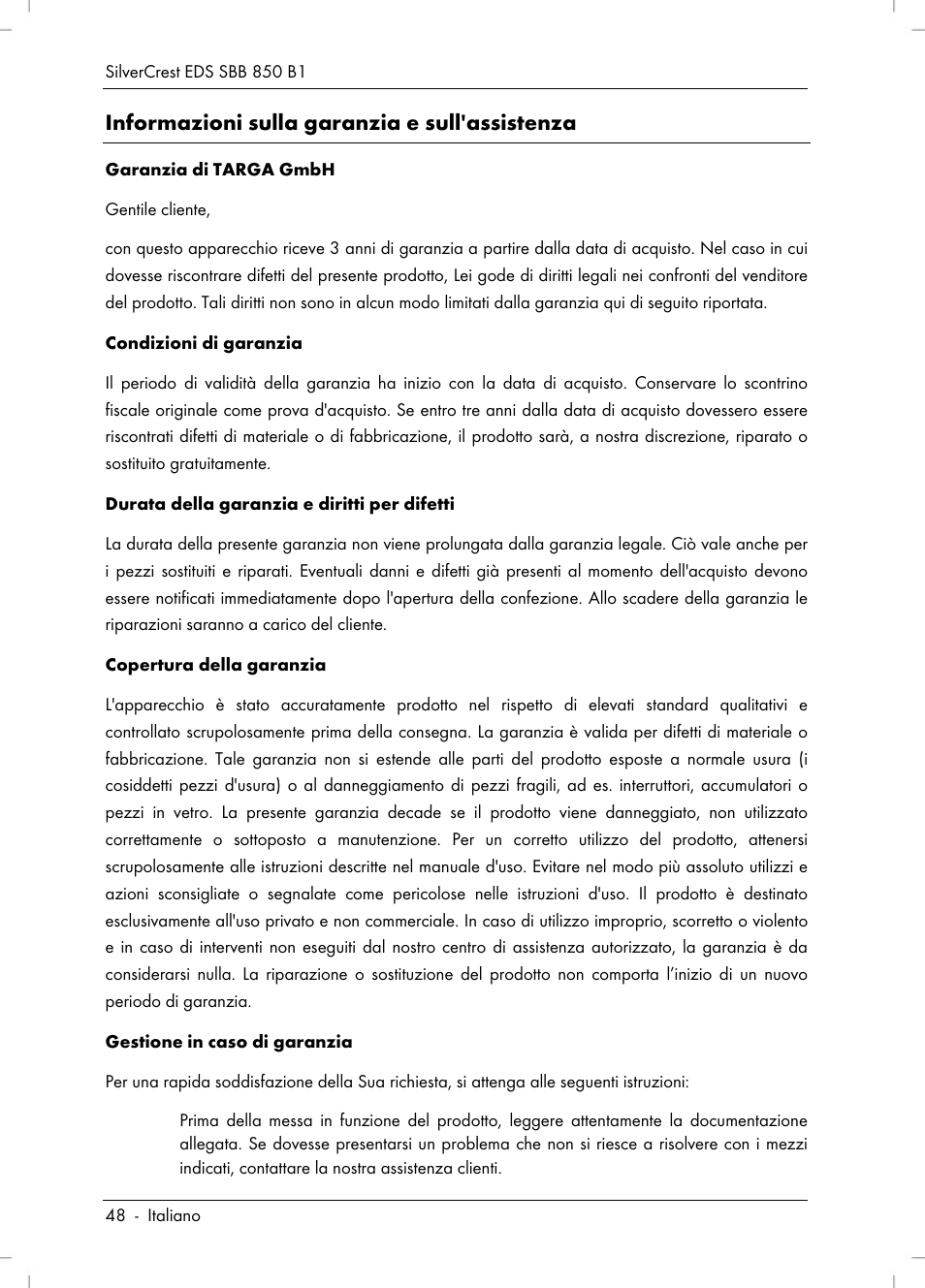 Informazioni sulla garanzia e sull'assistenza | Silvercrest SBB 850 B1 User Manual | Page 50 / 124