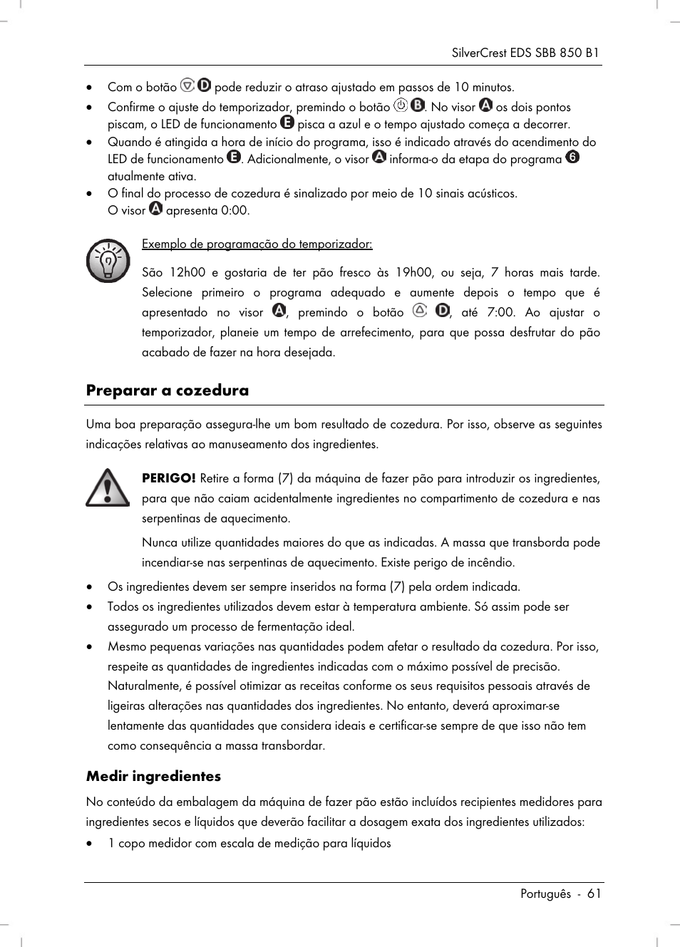 Preparar a cozedura | Silvercrest SBB 850 B1 User Manual | Page 63 / 124