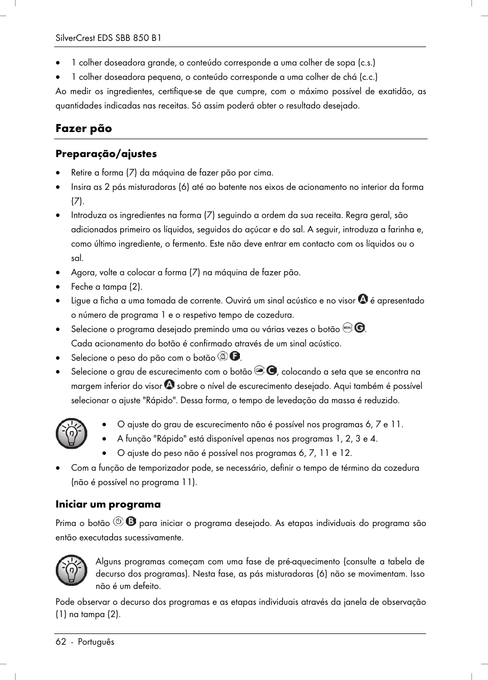 Fazer pão | Silvercrest SBB 850 B1 User Manual | Page 64 / 124