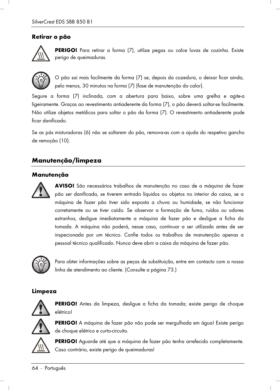 Manutenção/limpeza | Silvercrest SBB 850 B1 User Manual | Page 66 / 124
