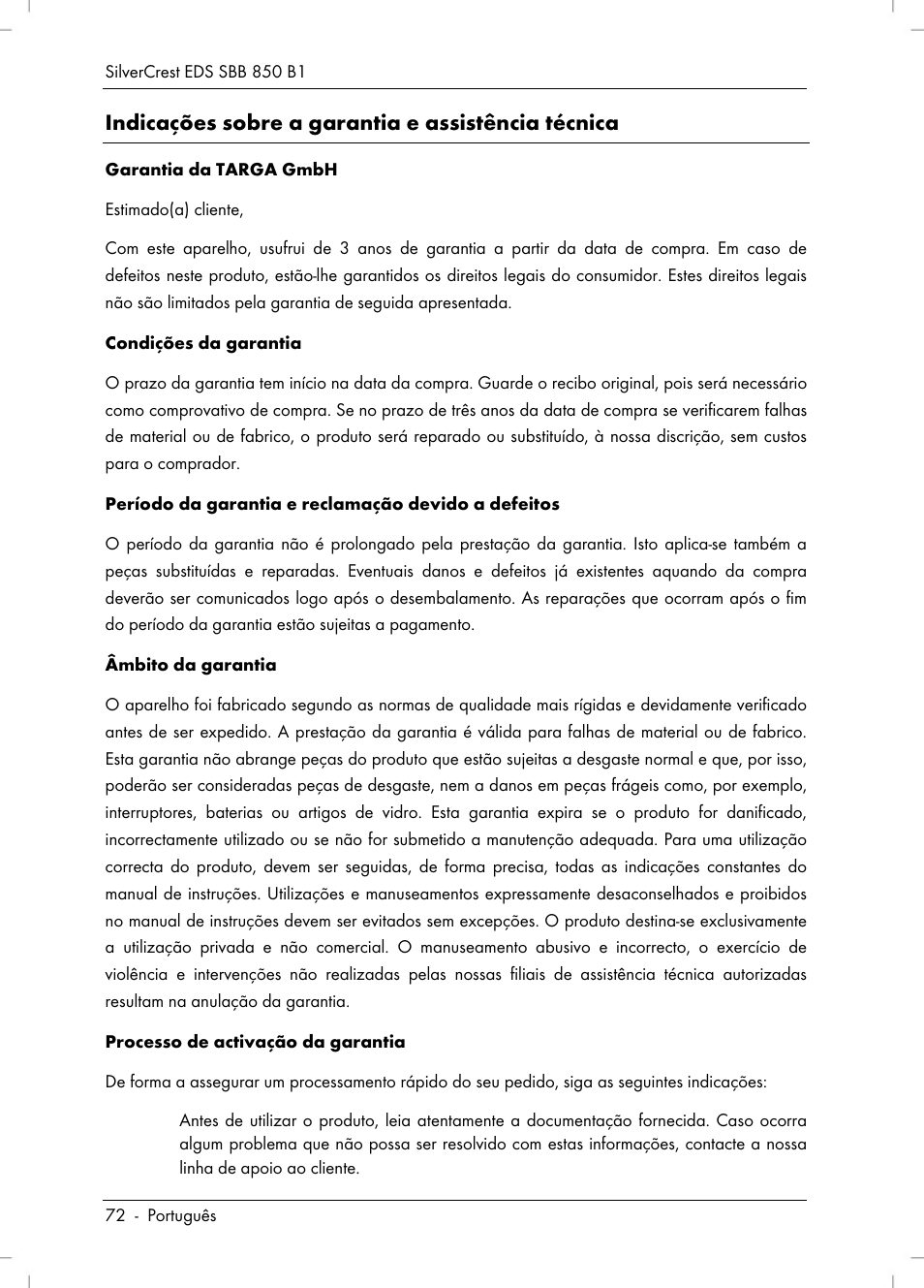 Indicações sobre a garantia e assistência técnica | Silvercrest SBB 850 B1 User Manual | Page 74 / 124