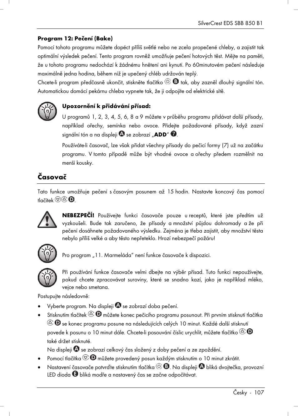 Časovač | Silvercrest SBB 850 B1 User Manual | Page 109 / 172