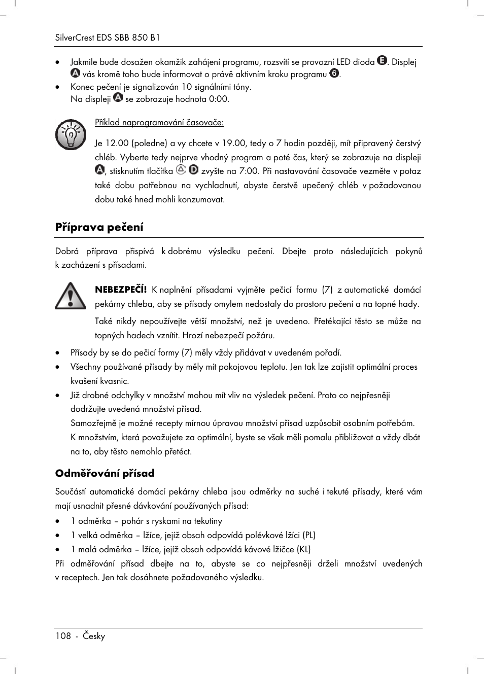 Příprava pečení | Silvercrest SBB 850 B1 User Manual | Page 110 / 172