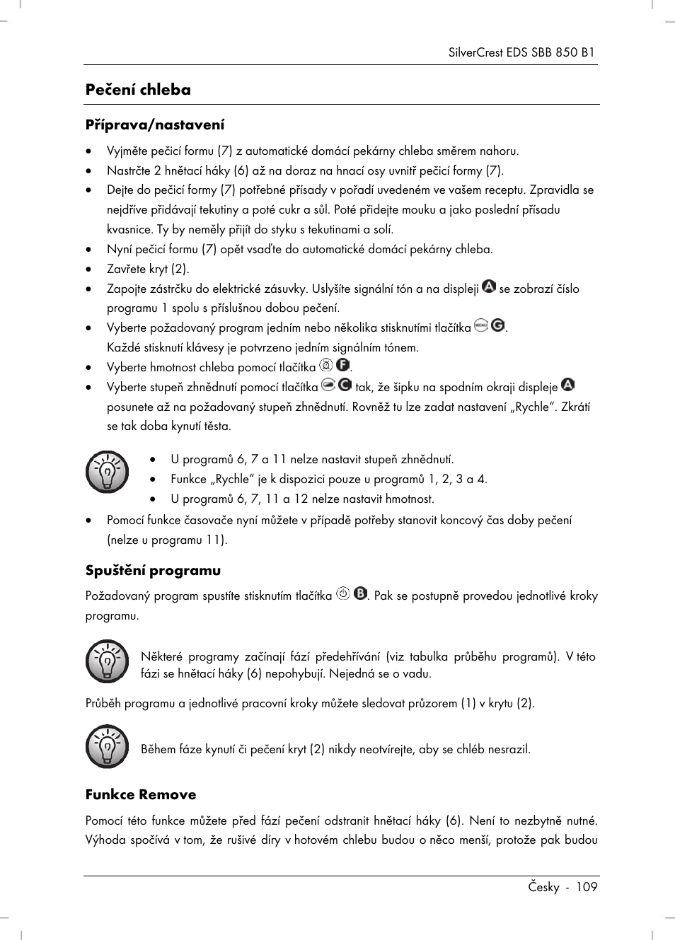 Pečení chleba | Silvercrest SBB 850 B1 User Manual | Page 111 / 172