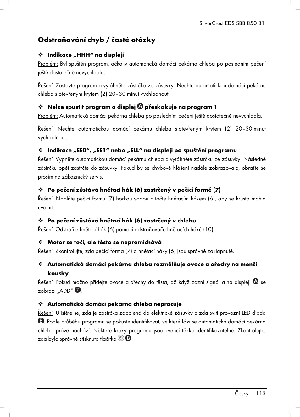 Odstraňování chyb / časté otázky | Silvercrest SBB 850 B1 User Manual | Page 115 / 172